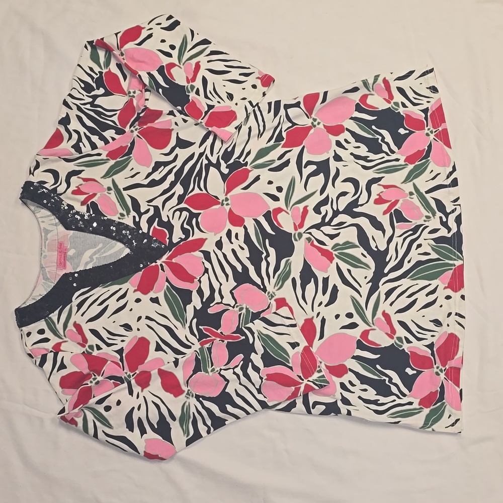 Joyous & Free XL Top W/ Sequin Trim V-neck